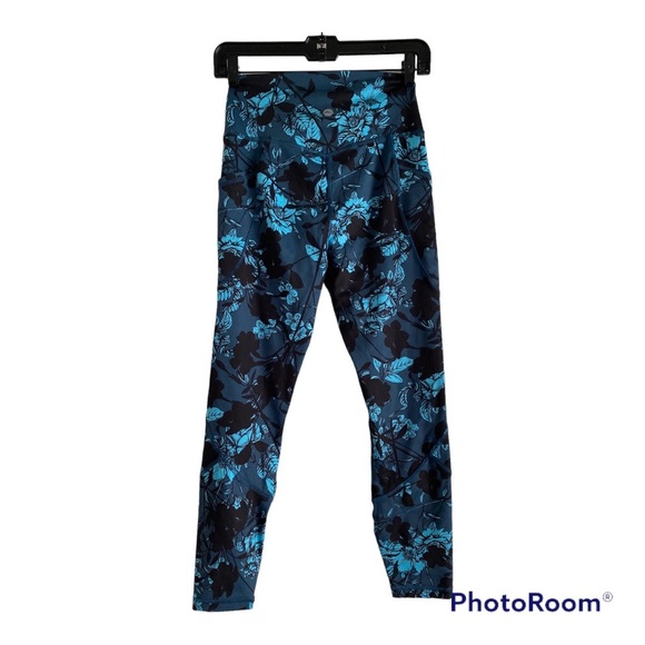 Gottex Teal Blue Floral High-rise Ankle Leggings. Size Small - Picture 2 of 5